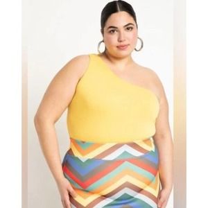 Eloquii One Shoulder Bodysuit in Beach Ball - Size 22/24